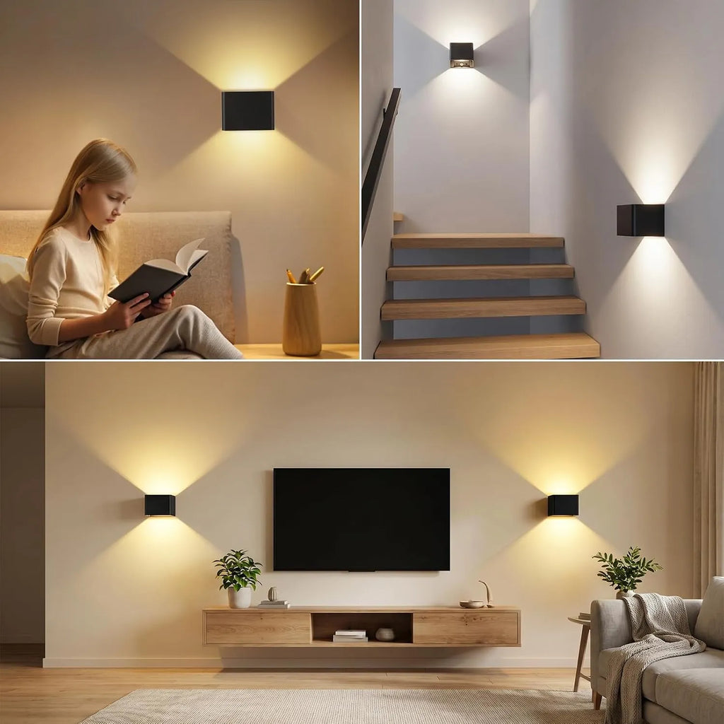 Black Rechargeable Motion Sensor Wall Lights – Magnetic Wireless LED Sconces, 2-Pack